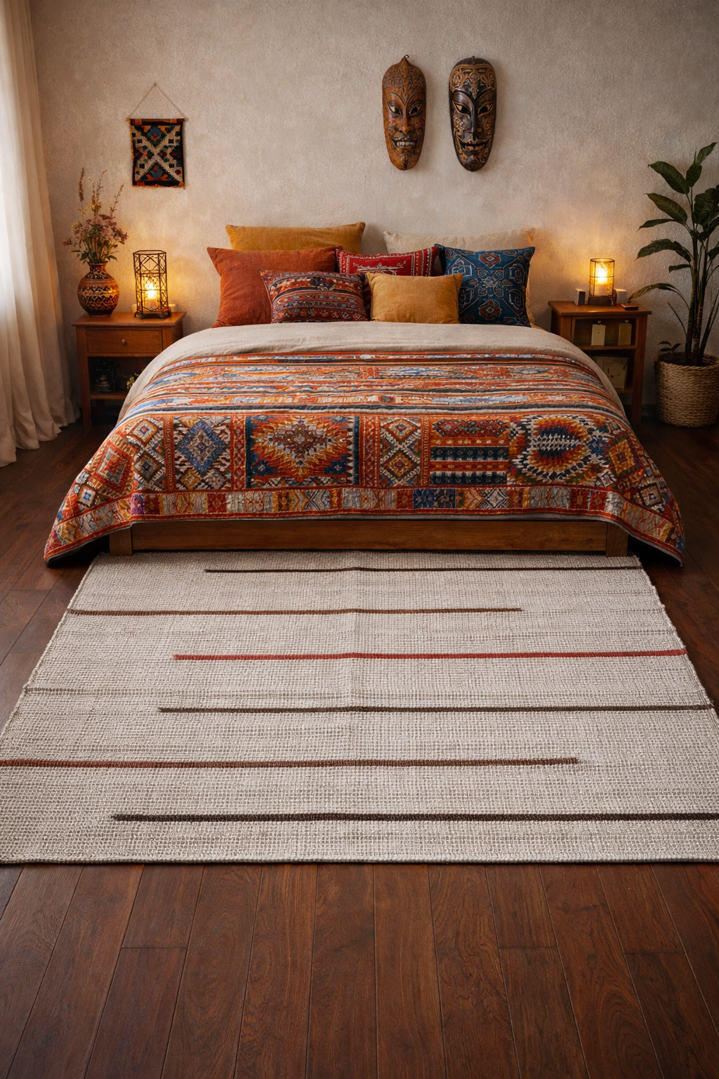 Beira de Cama Cru com Listras - 1,57 m x 85 cm
