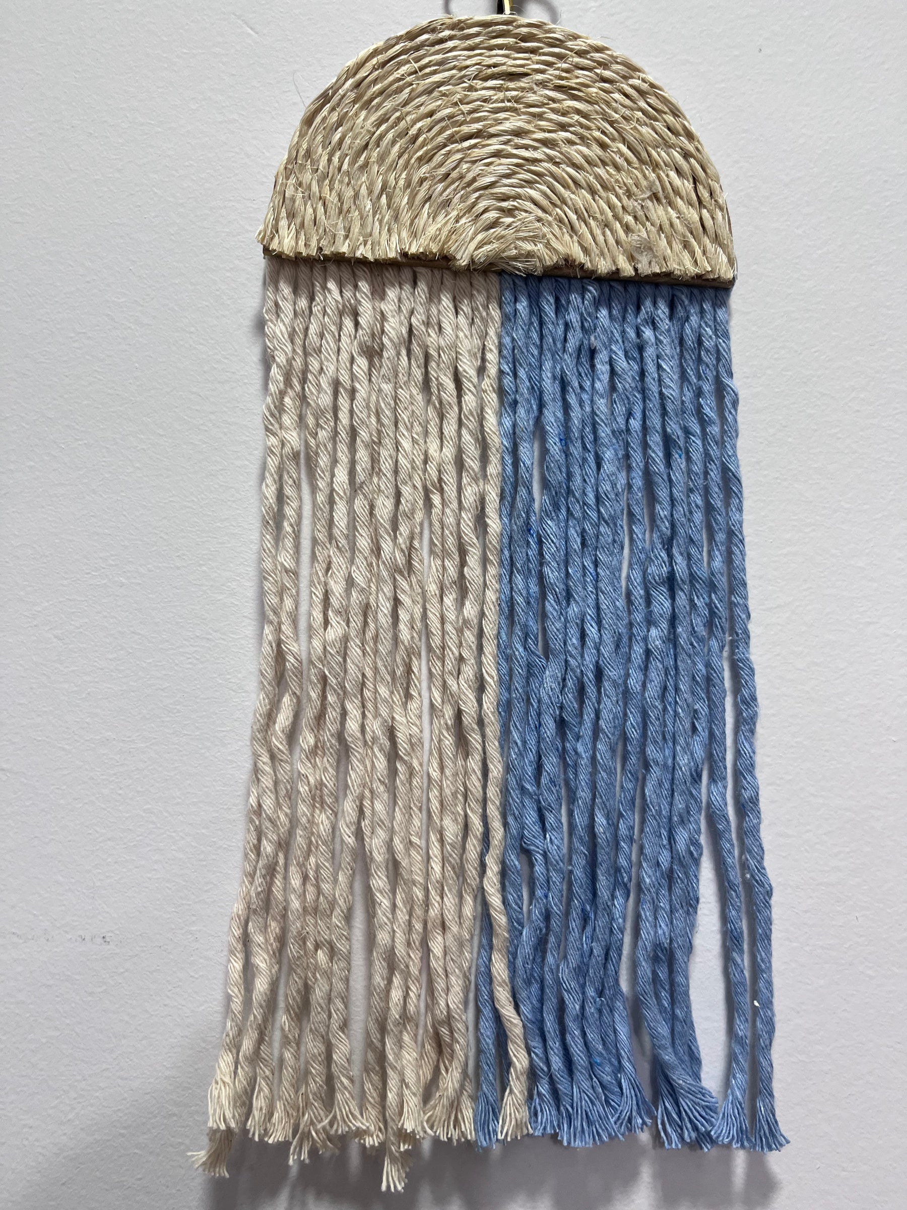 Macramê Conjunto Meia Lua Mini Azul – 14cm x 32cm