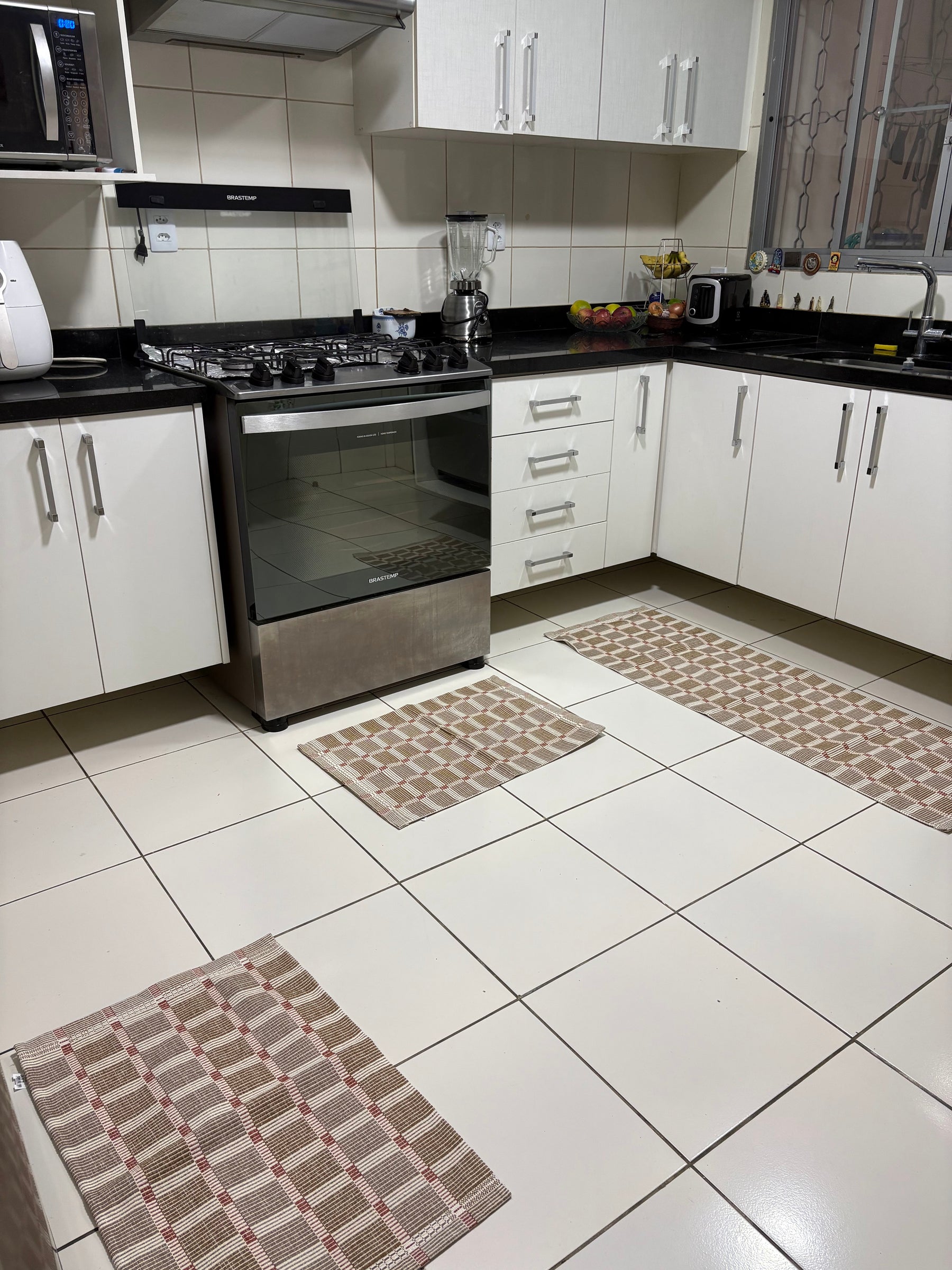 Jogo de Cozinha Aquarela Quadriculado Bege