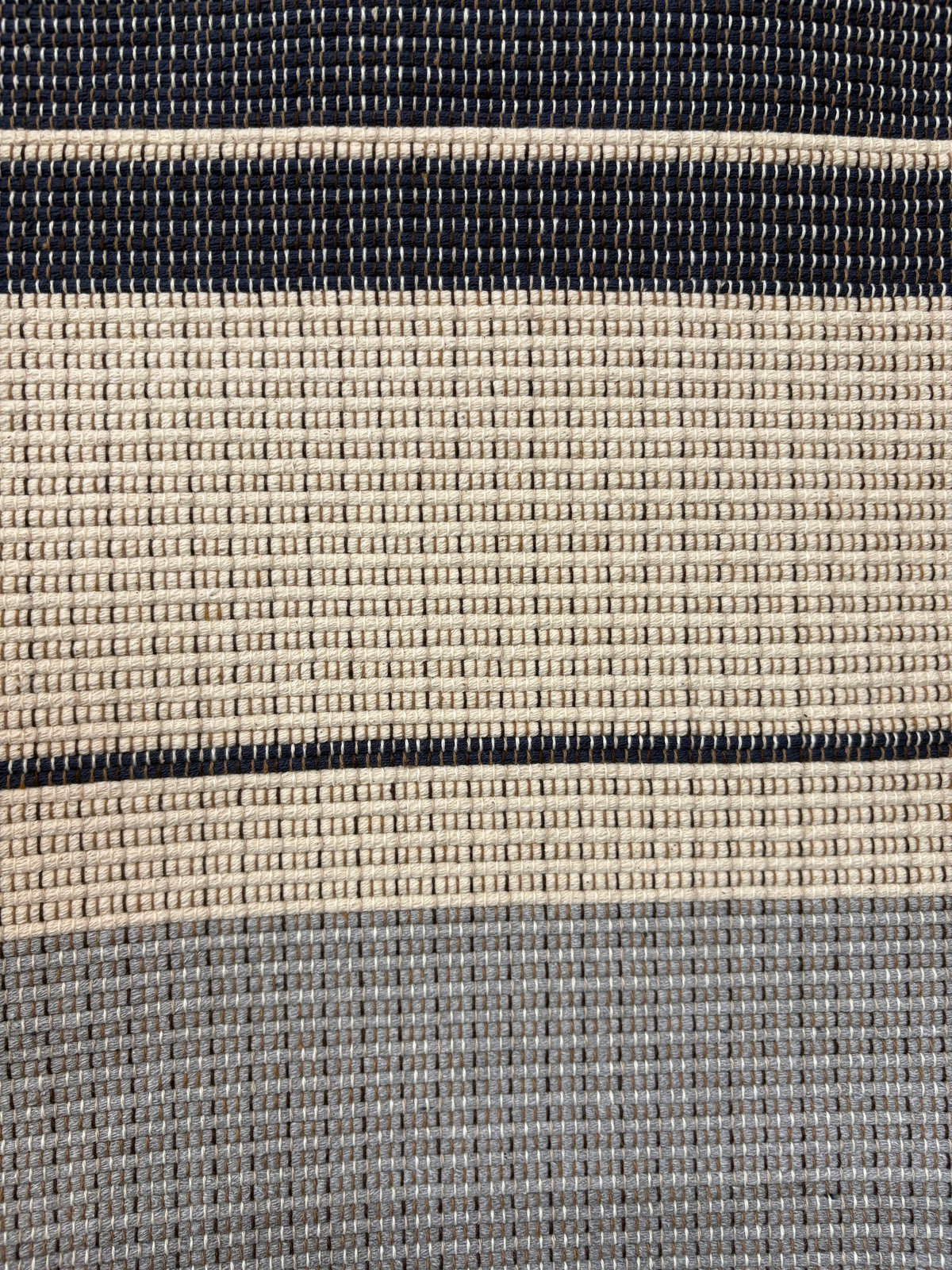 Beira de Cama Listras Azul, Cru e Cinza - 1,57 m x 85 cm