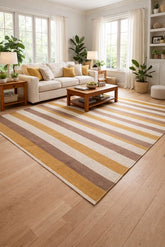 Tapete de Sala Amarelo Listrado em Algodão -  2,00m x 1,50m