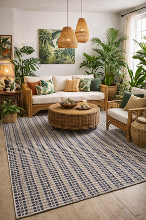 Tapete Sala Indiano Cinza e Preto -  2,00 m x 1,50 m